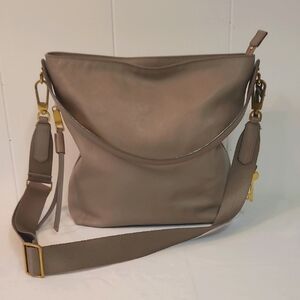 Fossil Maya Pebbled Leather Hobo Bag Light Taupe